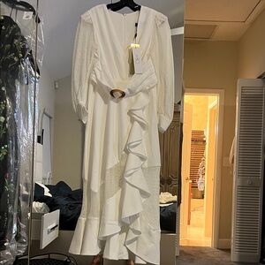 PAT BO White Ruffle Dress